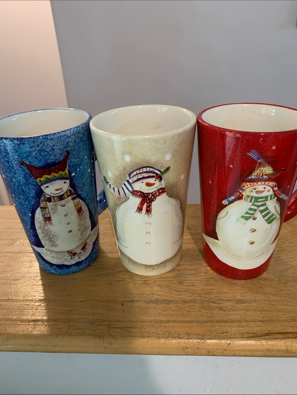 Debbie Taylor Vintage Snowman Mugs Set of 3